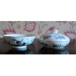 Late C19th Chinese Famille Rose porcelain spice box and cover decorated with flowers, and a