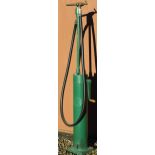 EP1ABP hand cranked petrol pump, cylindrical green metal body with counter, H193cm