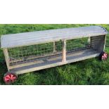 Large galvanised hay rack on wheels, L244cm