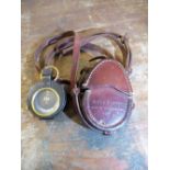 WWI marching compass, black japanned case with brass dial, stamped 1917 E.KON Geneve Suisse, No.
