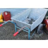 Large two wheeled wheelbarrow with pneumatic tyres and galvanised body