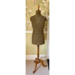 Early C20th Goodwin's Ltd of London female tailors dummy, oak adjustable column on three