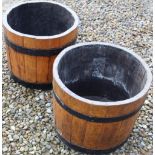 Pair of coopered garden planters, H34cm W41cm (2)