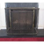 Edwardian brass famed mesh fire guard, W92cm D35cm H71cm