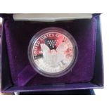 1987 United States Of America 1oz fine silver, one dollar coin (boxed), 1992 25ecu silver proof coin