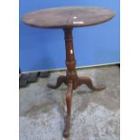 C19th oak circular top tripod table D48cm