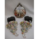 Pair of early C20th Continental Baroque style wall brackets encrusted with flowers, La Mouge wall