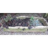 Heavy stone garden trough planter, W92cm