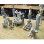 Selection of various decorative figurines including Nao, etc