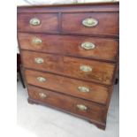 Large Geo.III mahogany chest of two short and four long graduated cock beaded drawers with brass