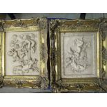 Pair of gilt framed resin reliefs of cherubs, W34.5cm H30cm (2)