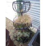 Three tier garden basket planter H102cm, and two other planters (4)