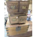 C20th Eastern hardwood Colonial style box with applied steel mounts W53cm D44.5cm H32cm and two