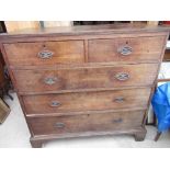 C19th oak chest of two short above three long drawers on bracket feet (A/F)