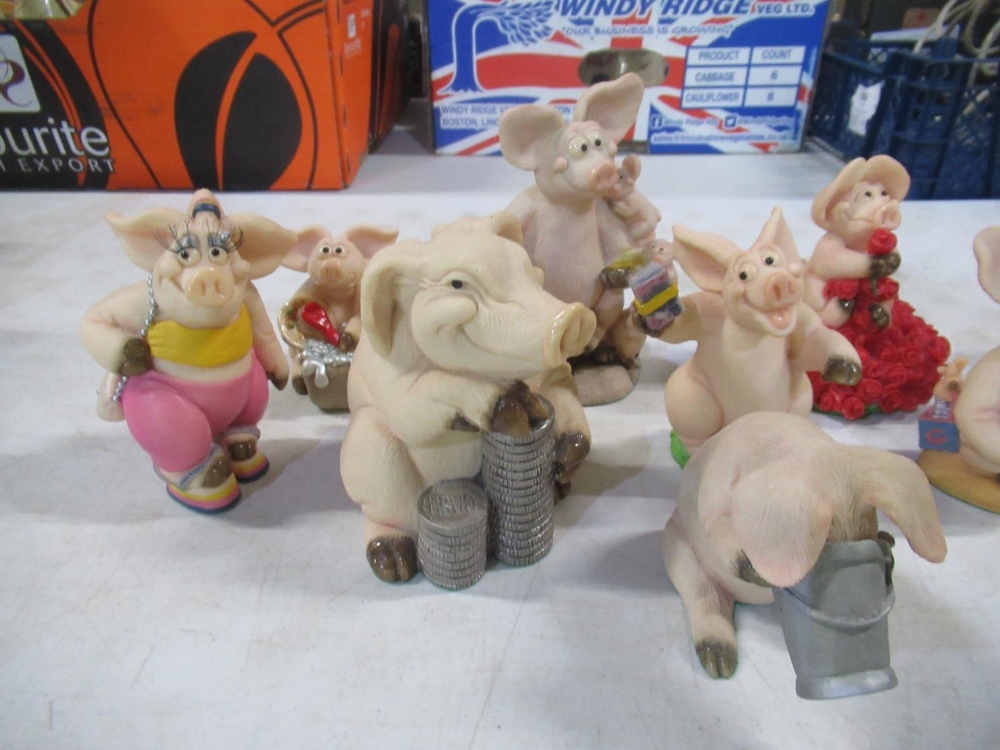 Nine Piggin figures by David Carbridge including Pregnant , Piggin Love, Piggin Half etc - Image 3 of 3