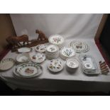 Collection of Portmeirion Botanic Garden plates, bowls, Royal Worcester Evesham ware, wood figure of