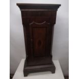 C19th mahogany crossbanded oak longcase clock trunk, adapted as a cupboard' on bracket feet,