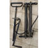 Hattersley and Davidson patent Handy No. 1 brass and copper stirrup pump with wooden handle L56cm,