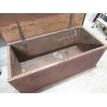 C19th mahogany blanket box, metal banded corners and hinged lid. L106cm D51cm H41cm