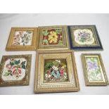 Late C19th/ early C20th framed majolica fire place tile Rd No. 119027 and other late C19th/ early