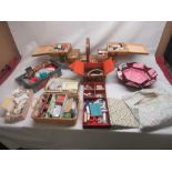 Collection of assorted sewing and knitting boxes with contents