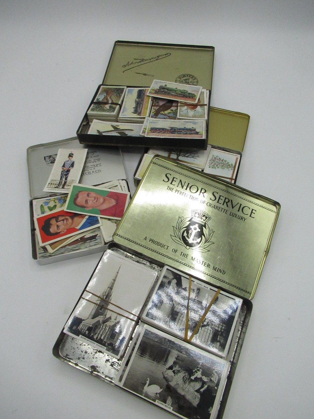 Selection of various cigarette and cigar tins containing a quantity of cigarette cards including - Image 2 of 6