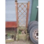 Teak garden planter with lattice back trellis frame, H175cm
