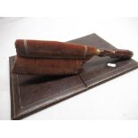Early C20th brown Moroccan leather envelope dust blotter with water silk lining and gilt decoration,