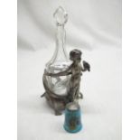 Late C19th/early C20th W.M.F cut glass perfume bottle with faceted stopper and stand set with