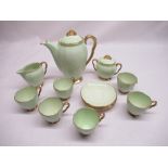 1930's Carlton Ware fifteen piece coffee service with gilded handle and borders, impressed marks