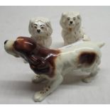 Beswick Running Spaniel figure no. 1057, pair of Beswick miniature wally spaniels (3)