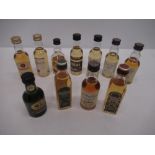 Nine miniature single malt scotch whiskys, Bowmore age 12, 15 and 18 years, Benriach 10 and 12