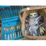 Japanese gold plated cutlery set for twelve covers, and a collection of loose silver plated