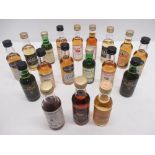 Eighteen miniature single malt Scotch Whiskys to include Glenfarclas 10, 12 and 15 year old, two