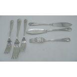 Three forks and two cake knives from N.A.A.F.I., another fork with a military emblem (6)