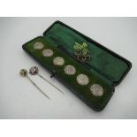 Set of six Victorian hallmarked Sterling silver button covers by Levi & Salaman, Birmingham 1901 and