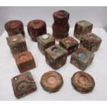 Collection of hand crafted wooden candle holders (14)