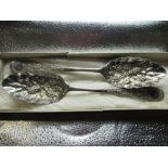 Pair of Victorian hallmarked silver berry spoons by Walker and Hall, Sheffield, 1900 4.5ozt