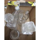 Royal Doulton glass decanter, Blair Athol distillery decanter, glass water jug, crystal decanter and