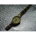 9ct gold ladies Rotary quartz cocktail watch with 9ct gold gate bracelet strap, gross 13g,