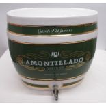 Large Amontillado Sherry ceramic barrel and base, H35cm