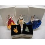 Three Royal Doulton "Petites" figurines - "Belle Foy", "Elegance", "Elaine" and two Royal Doulton