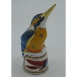 Royal Worcester Kingfisher candle snuffer, signed by Henry Sandon, H12cm