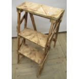 Hand made distressed pine step ladders/plant stand, H83cm