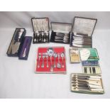 Nine cased knife and cutlery sets (9)