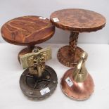 Steampunk style industrial ornament H22cm, two small hand made small table stands/comports and a