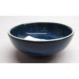 Early C20th Ruskin art pottery miniature mottled blue green glaze bowl (D6cm)