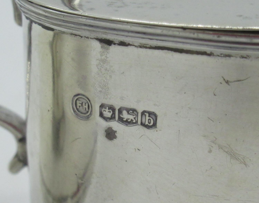 Geo. V silver mustard pot, oval form on ball feet, Sheffield 1919, Geo. V silver mustard pot of - Image 2 of 2