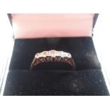 18ct gold and five stone diamond ring, diamonds set in platinum mount, size N, gross 1.9g