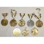 Eight modern reproduction Olympic Games medals, five with ribbons and clasps (8)